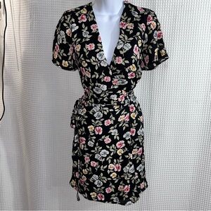 Pagani ladies Black Floral Wrapped Mini Dress size 4 in (USA)